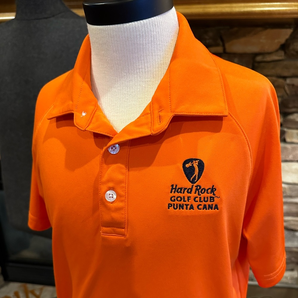 GARB ⛳️ Boys Orange ‘Hard Rock Golf Club Punta Cana’ Performance Golf Shirt - LG